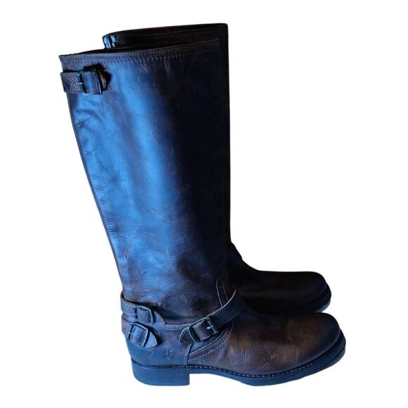 Frye Tall Veronica Boots Back Zipper Leather Engineer Classic Size11 - Picture 2 of 14